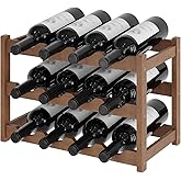 AUGOHCMIL Wine Rack，Bamboo Wine Storage Cabinet Shelf，Countertop Wine Shelf- Freestanding Wine Holder for Kitchen & Pantry (Brown, 3-Tier)