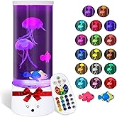 Eglagen Jellyfish Lamp, Electric Jellyfish Lighting, Jelly Fish Tank Table Aquarium Lamp with 17 Colors, Floating Jelly Fish Night Light Decorations, Valentines Day Gifts for Women, Girls, Men (White)