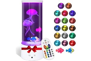 Eglagen Jellyfish Lamp, Electric Jellyfish Lighting, Jelly Fish Tank Table Aquarium Lamp with 17 Colors, Floating Jelly Fish Night Light Present Decorations for Home, Office, Adult, Kids (White)