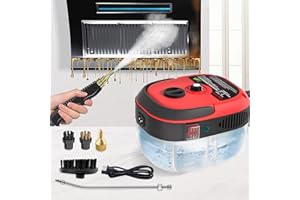 Hombasing Handheld Steam Cleaner, 2500W Portable Steam Cleaner for Home for Car Kitchen Furniture Floors Walls Cleaning, 1L Tank, 15s Heat-Up, 6-Speed Pressurized Steam Machine with 3 Brush Heads, Red