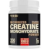 METALIFE Creatine Monohydrate Powder 200 Servings, Micronized Powder, Muscle Growth, Unflavored, Ideal for Athletes &amp; Fitness Enthusiasts, Third Party lab Tested, Vegan, 1000 g