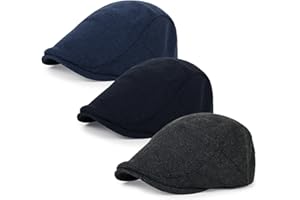 Geyanuo 3Pcs Cotton Newsboy Hat for Men Cool Adjustable Flat Cap