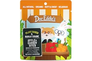 DOC EDDIE'S Doc Eddie’s Apples+Carrots Small Animal Soft & Chewy Treats or Snack for Hamster, Rabbit, Chinchilla, Bunny, Gerbil, Mouse, Rat, Hedgehog, or Squirrel - 2.65oz - Made w/Real Fruit, Organic Ingredients
