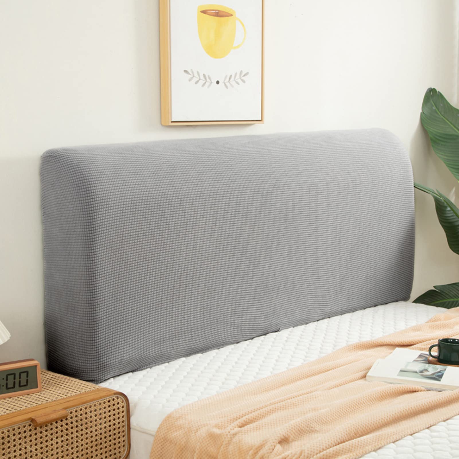 aniceday Universal Dustproof All-inclusive Bed Headboard Cover Modern Elastic Headboard Cover Stretch Dustproof Bed Head Cover Slipcover Protector For Bedroom Decor (150cm, Light Grey)