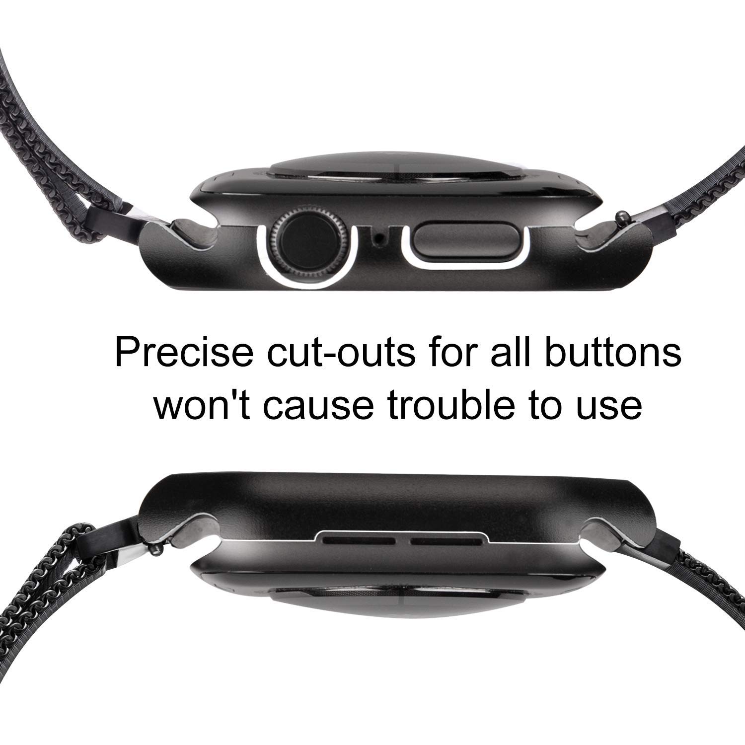 for Apple Watch 40mm Band with Case, Stainless Steel Mesh Milanese Loop with Adjustable Magnetic Closure Replacement Wristband for Apple Watch Series 4 (Black, 40MM)