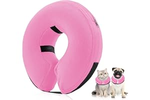 ABVSAB Protective Inflatable Collar for Dog and Cat, Dog Cone Collar Alternative After Surgery,Pet Recovery Collar for Small Medium Large Dogs Cats,Soft Blow up Donut Dog Cones(Pink, Medium)