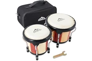 EastRock Bongo Drum 4" and 5" Bongos Drum Set, Musical Instruments for Adults Kids Beginners Professionals, Tunable Wood and 