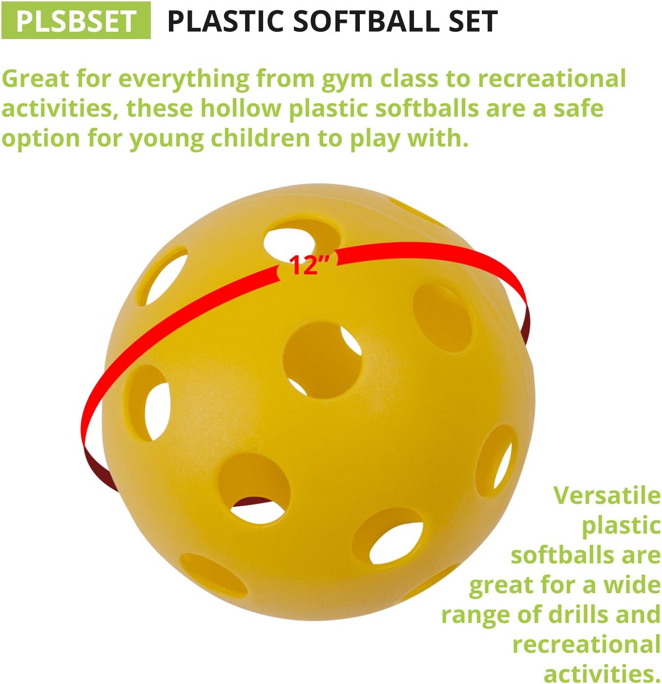 Champion Sports Plastic Softball Set, 6 Assorted Colors : Plastic Baseballs : Sports & Outdoors
