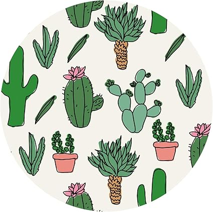 Cute Green Cactus MousePads Alfombrilla de ratón redonda de goma