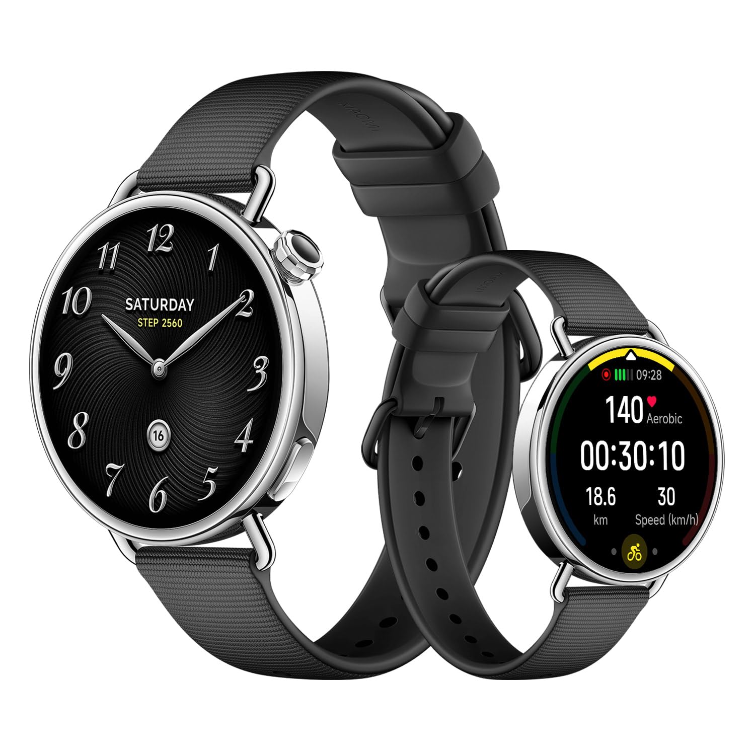 XIAOMI Watch S4 41mm Smartwatch – Edelstahlgehäuse, Ultraleicht, 150+ Sportmodi, präzise Menstruationszyklus-Vorhersage, Sicherheits-Notruffunktion, Fluorkautschuk-Armband Schwarz