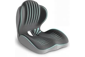 Ergonomic Waist Support and seat Cushion, 2-in-1 Memory Foam pad, Hollow Design for The Coccyx, Suitable for Office Chairs, c