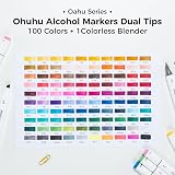 Ohuhu 100 Color Alcohol Markers Dual Tips Chisel Fine Refillable AP Cert view 5