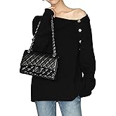 ZAFUL Women's Off The Shoulder Sweater Pullover Knit Cardigan Long Sleeve Loose Going Out Tops