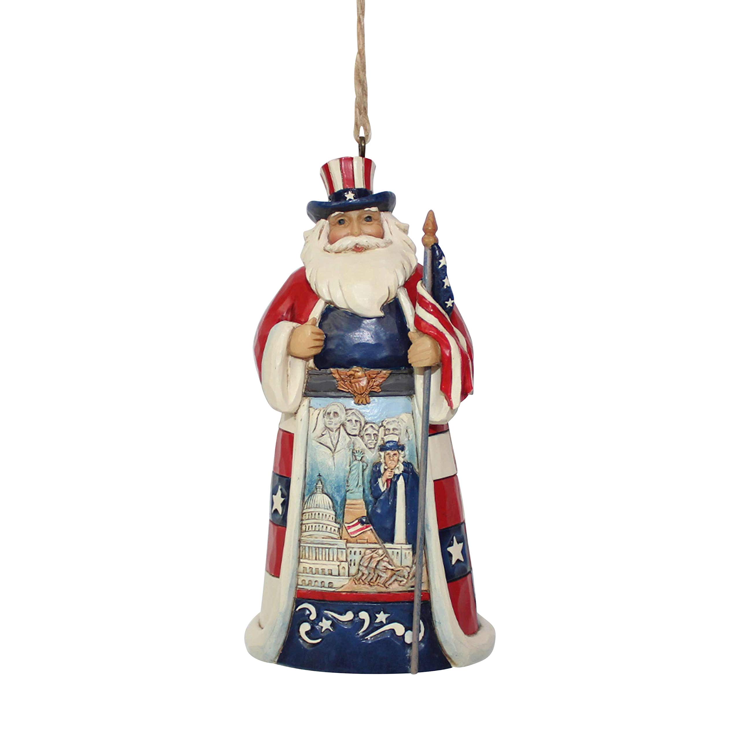 Enesco Jim Shore Heartwood Creek 6001508 American Santa Ornament, Multicolor, 4.5"