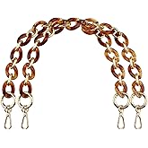 BEAULEGAN Acrylic Purse Chain Handle Strap Replacement for Handbag or Shoulder Bag Set of 2, 15.8 Inches Long (Vintage Amber/Gold)