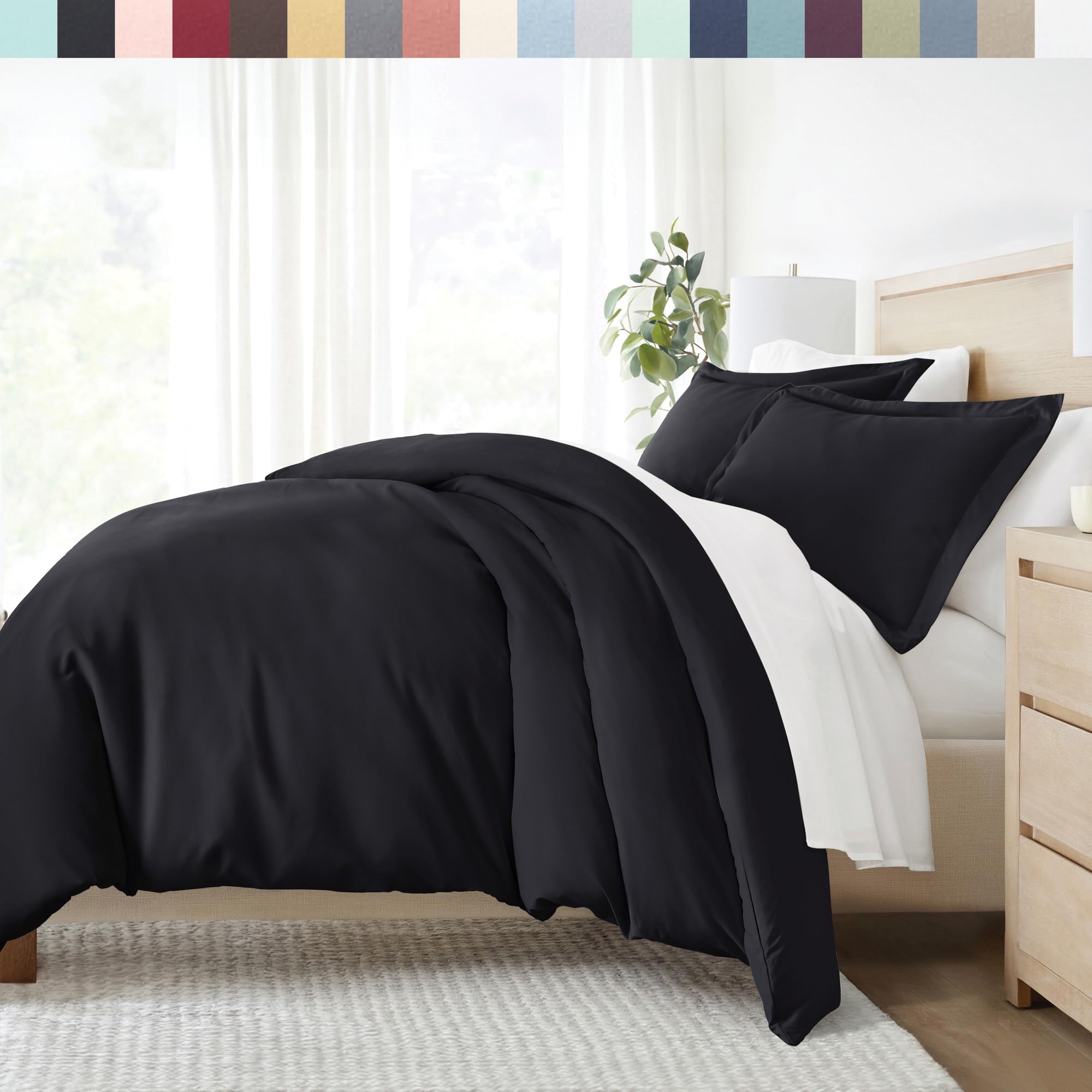 Linen Market Simply Soft Duvet Cover Set, Queen, Black (Model: SS-Duvet-Queen-Black)