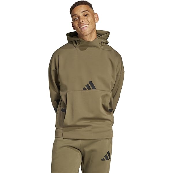 adidas Men's Z.N.E. Sportswear Hoodie, Olive Strata, Small at