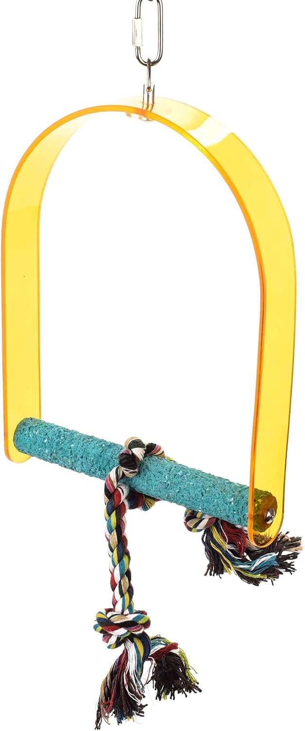 PARROT ESSENTIALS Sanded Nail Arch Swing Perch with Cotton Rope, Medium Parrot Toy Nest Swing for Nail Trimming - Image 4