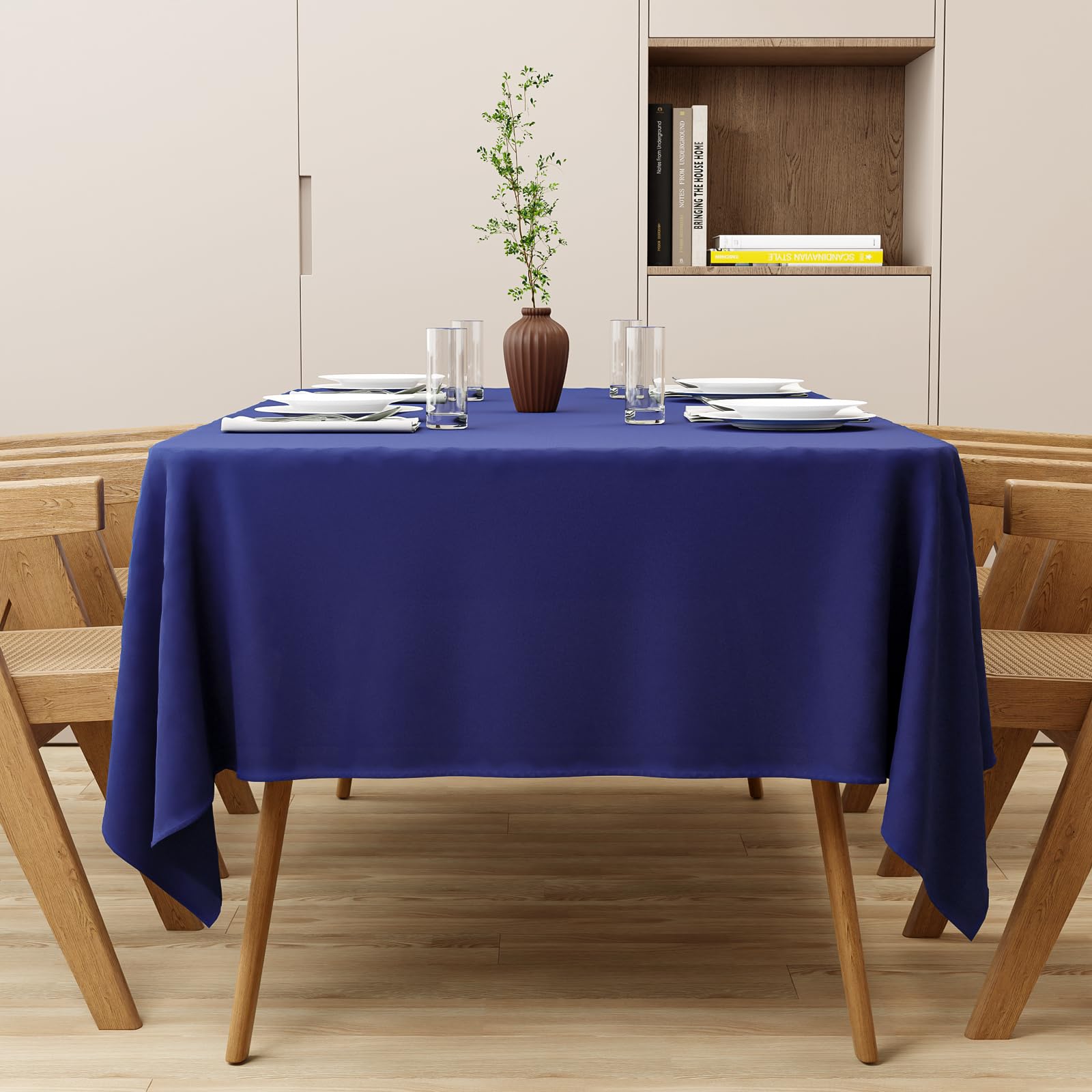 Zdada Blue Table Cloth 137x137cm(54x54Inch) Rectangular Polyester Tableclothes Washable Table Cloth for Home Wedding Banquet Party