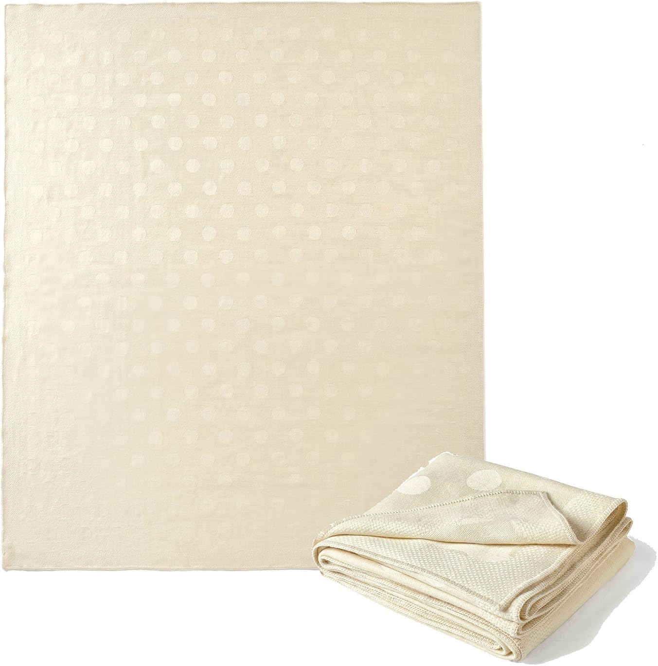 Super Soft Baby Alpaca Throw Blanket Ivory Cream Dots