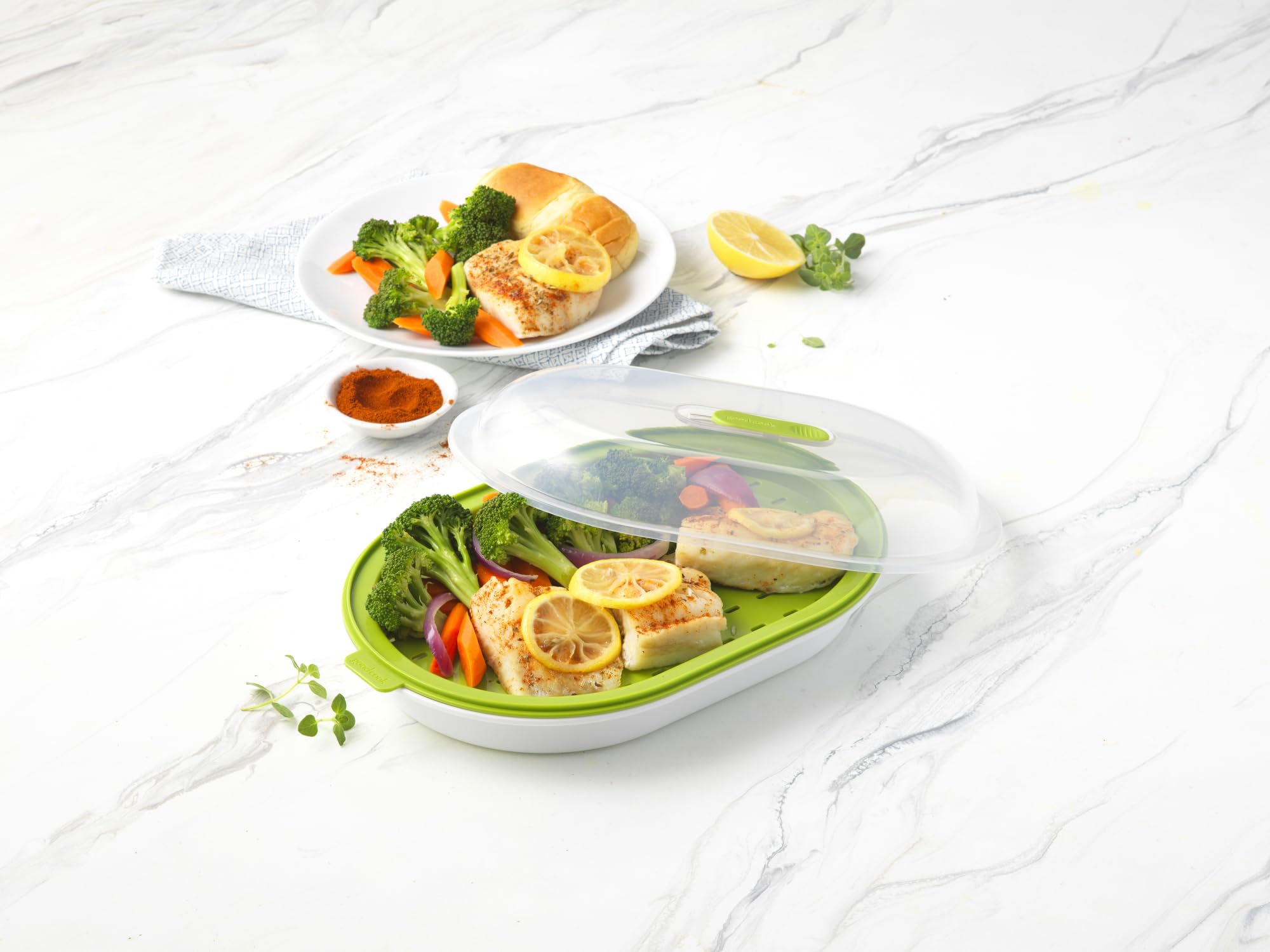 GoodCook Everyday Microwave Steamer – Vegetable & Fish Cooker, Microwave Cookware Preserves Vitamins & Nutrients, Quick Dinner & Meals, Adjustable Steam Release Vent