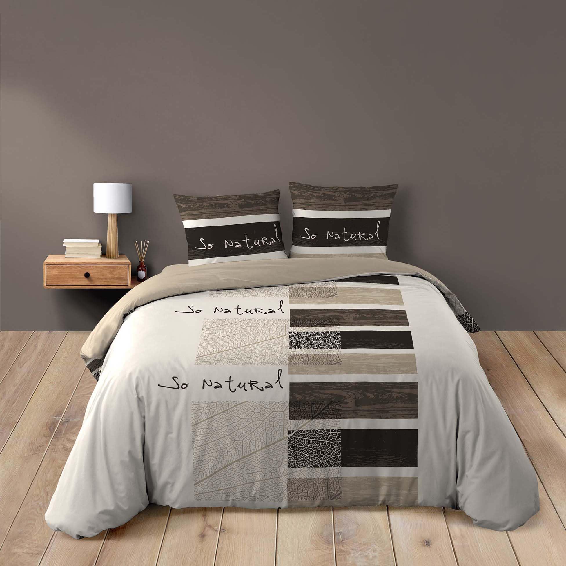 Douceur d'Intérieur 3-PIECE Set Printed 42 Thread Count ALLOVER SO Natural Cotton Bed Linen Set