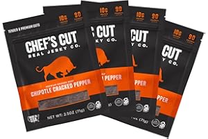 CHEF'S CUT REAL JERKY Chef's Cut Beef Jerky Meat, Chipotle Cracked Pepper (2.5 Ounce Bags, Pack of 4) - High Protein, 10g Protein, 90 Calories, Gluten-Free, Premium Lean Smoked Beef, Keto Friendly Snack, Low Carb Snack