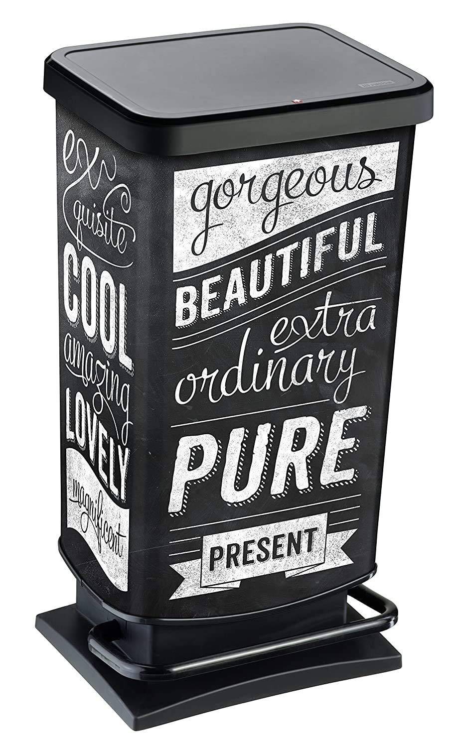 Rotho Paso Dustbin 40l with pedal and lid, Plastic (PP) BPA-free, hipster, 40l (35,3 x 29,5 x 67,6 cm)