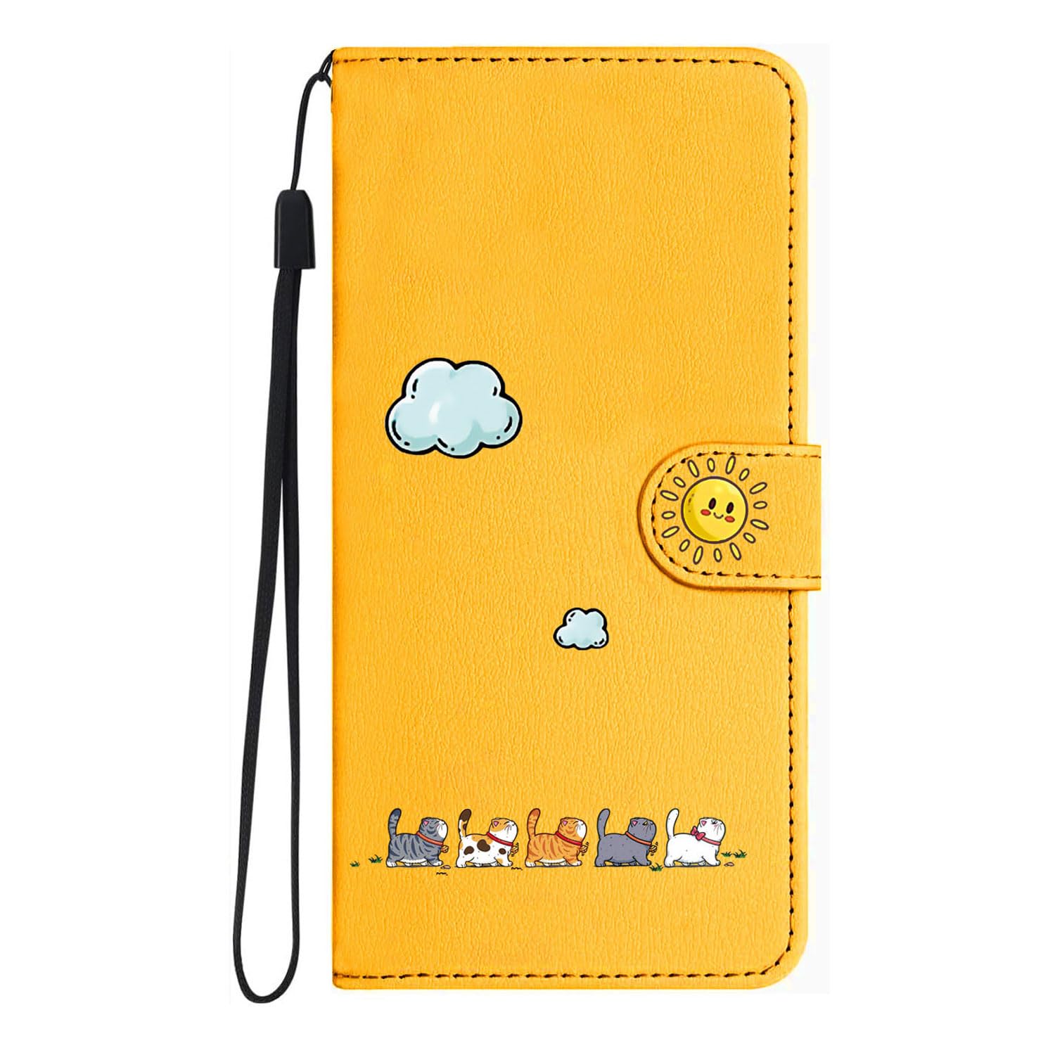 FALUWONRU Case for Xiaomi Redmi Note 13 Pro 5G,Colorful Lovely Cats Leather Flip Phone Case Wallet Cover with Creative Magnetic Protective Shockproof TPU Shell,Kickstand,Card Slots - Yellow