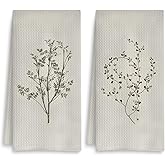 Fuasei Vintage Floral Kitchen Towels Set of 2, Retro Floral Dish Towels Tea Towels for Kitchen, Vintage Wildflower Hand Towels for Bathroom, Retro Wildflower Kitchen Bathroom Decor, 16x24 Inch(01)