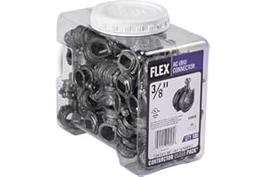 Halex – 3/8 Inch Flexible Metal Conduit (FMC) AC (BX) Connectors– 05803B – 100 Per Pack – Silver