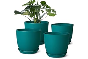 FERLYPOTE Plant Pots 8 Inch Set of 4, Flower Pots with Multi Mesh Drainage Holes, Planters for Indoor Outdoor Garden Plants and Flowers（Blue）