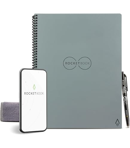 Rocketbook Fusion A5 Smart Reusable Notebook - Planner With 7 Page Templates & FriXion Pen | Eco-Friendly