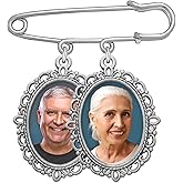 MemoriPix Double Photo Wedding Bouquet Photo Charm for Bride's Flowers or Boutonniere Pin with Resizer