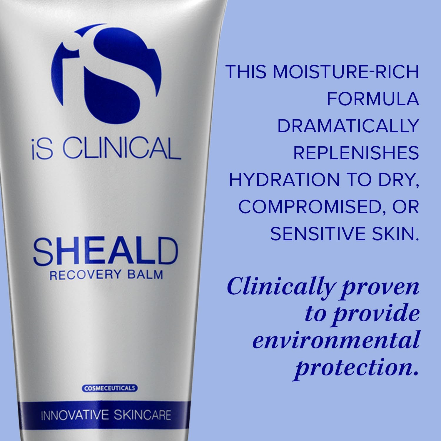 iS CLINICAL Sheald Recovery Balm, hydrating dry skin face moisturizer with healing properties.