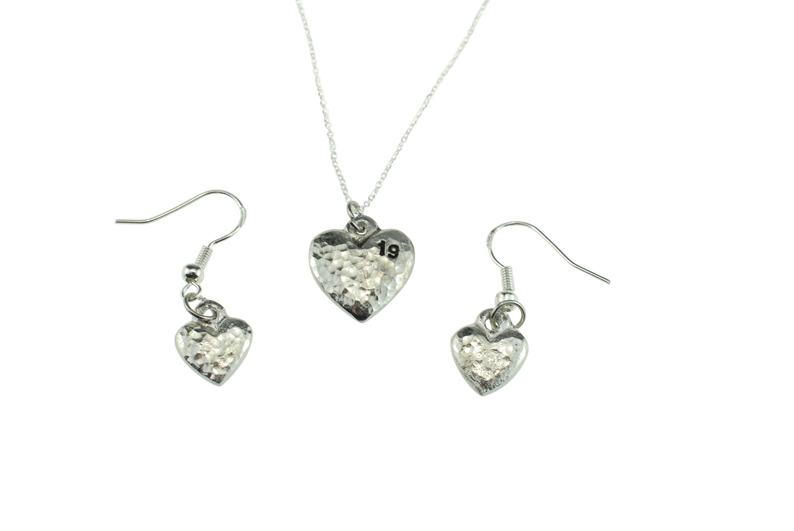 Pirantin 19th Anniversary Heart Earring and Necklace Set