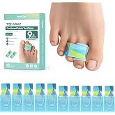 Welnove Hammer Toe Straightener - 10 Pack Toe Corrector Splints - Realign Bent, Curled, Crooked, Claw, Mallet Toes - Toe Straighteners for Men and Women- (Multi-Size, Patterned)
