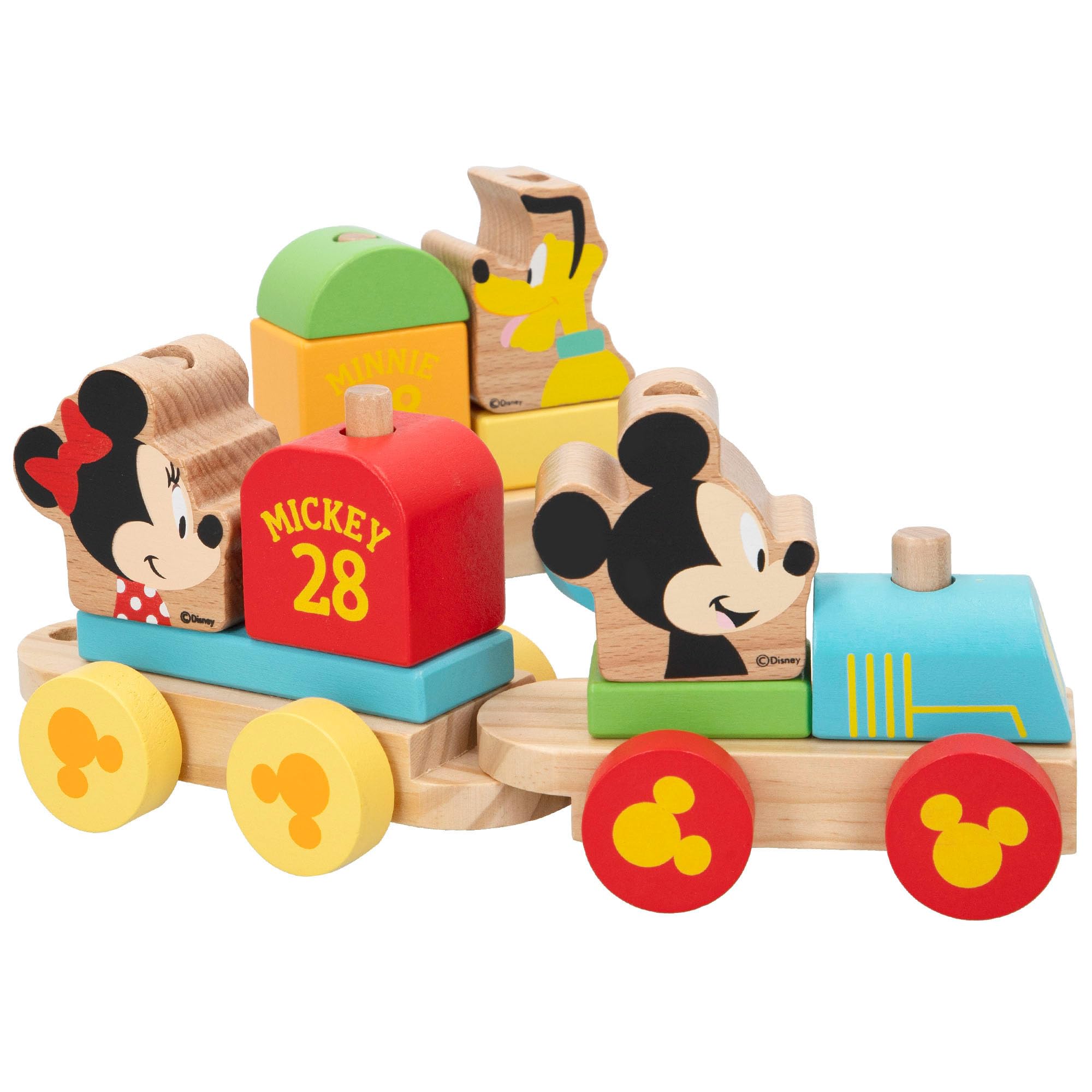 Disney 48702 MICKEY AND MINNIE WOOD TRAIN 34 CM Mickey & Friends Wooden, Multi-Coloured