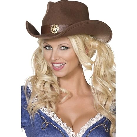 Cowboyhut Damen Cowgirl Hut braun Westernhut Cowgirlhut Wilder Westen Kostüm Zubehör