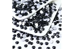 Briskbloom 1440PCS SS8 Black Flatback Rhinestones, Glass Flat Back Crystal Gems for Nail Art and Craft Clothes, Glue Fix Diamond Stones (2.3-2.5mm)