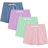 Phedrew 4-Pack Girls' Athletic Shorts High Waisted Quick Dry Active Shorts with Pockets Multipack (5-18 Years)