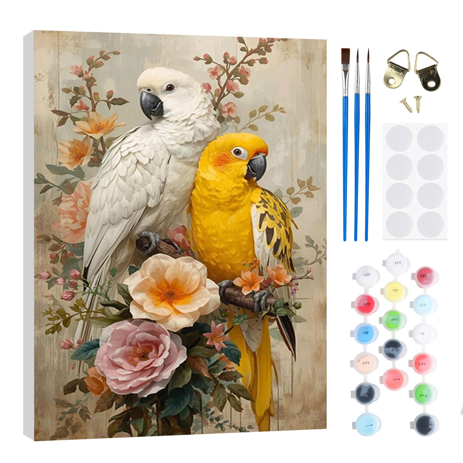 RICUVED Parrot Paint by Numbers Kits Adults, Animal Painting by Number Kits On Canvas,Framed DIY Color Oil Painting Acrylic Paints,Home Wall Decor 20x30cm — image 1