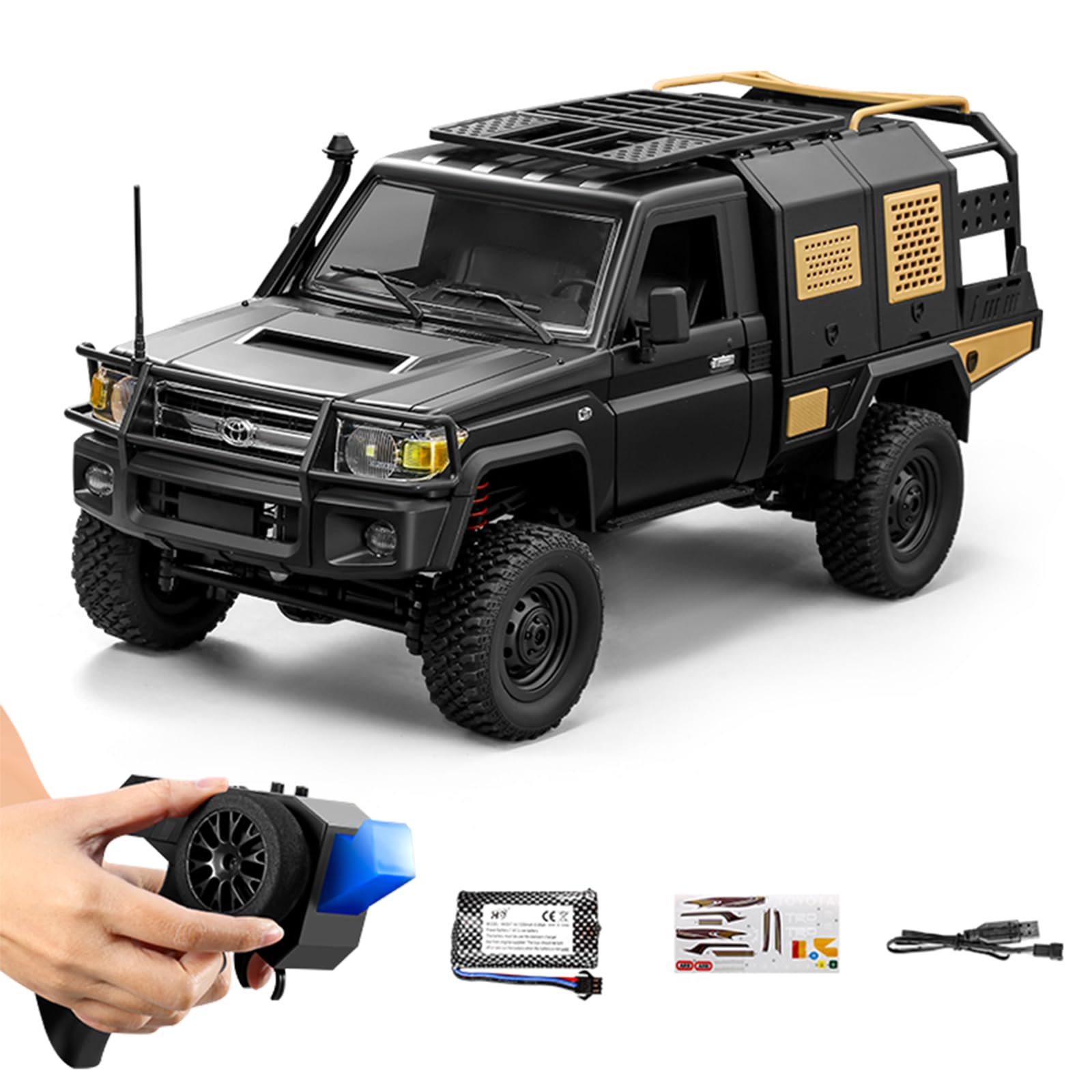 ARRIS 1/12 Scale RC Rock Crawler, MN-82S LC79 RTR Pickup Truck 4x4 Off Road Vehicles 2.4GHz RC Crawler Model with LED Lights, 7.4V 1200mAh Battery for Adults Hobby Toys (Black) — image 1