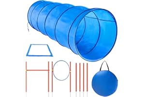 XiaZ Dog Agility Training Equipments, Obstacle Courses Starter Kit, Pet Outdoor Games for Backyard Includes Dog Tunnel, Jumping Ring, High Jumps, 4 Pcs Weave Poles, Pause Box with Carrying Case