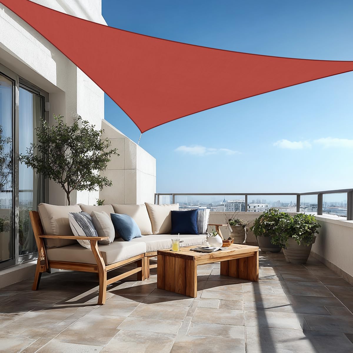 Green Bay Terracotta Patio Anti-UV Shade Sail - 3x3x3m Triangle - Gazebo Sail Awning Canopy