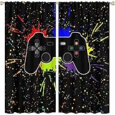Gamepad Curtains for Boys Girls Teens Colorful Game Controller Thermal Insulated Room Curtains for Living Room, 42x45 Inch Decor