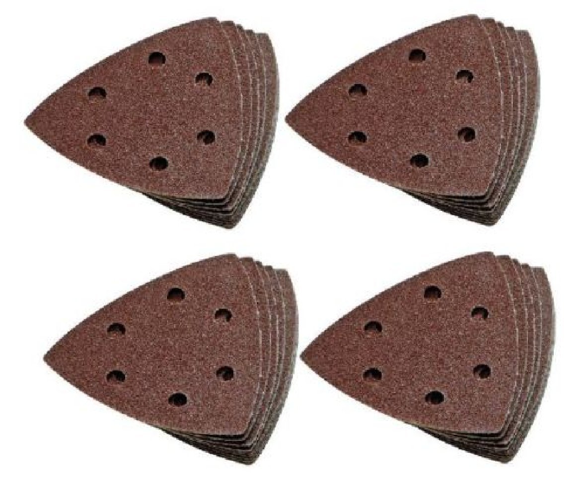 Pack of 40-90mm Hook & Loop Triangle Sheets 60, 80, 120 and 240 grit