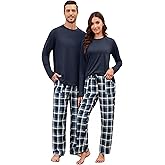 Marvmys Matching Pajamas for Couples Men & Women Long Sleeve Plaid Pjs Loungewear Pjs Set with Pockets S-3XL