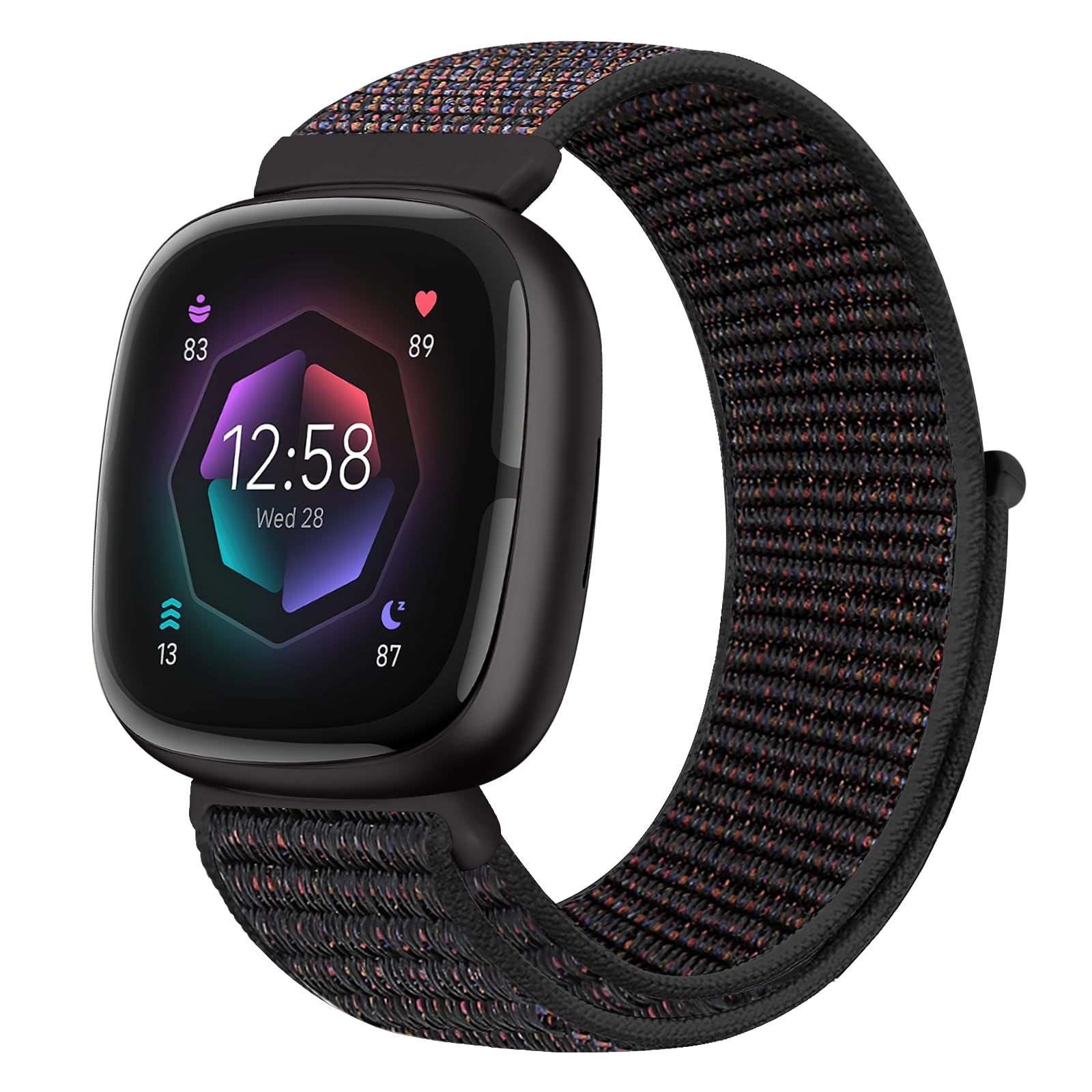 Runostrich Nylon Loop Straps Compatible with Fitbit Versa 4/Sense 2/Versa 3/Sense, Soft Breathable Sport Adjustable Replacement Band Women Man Wristband Accessories