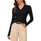 Arach&Cloz Women's Wool Blend Polo Sweater Shirt Business Casual Slim Fitted Fall Tops 2025